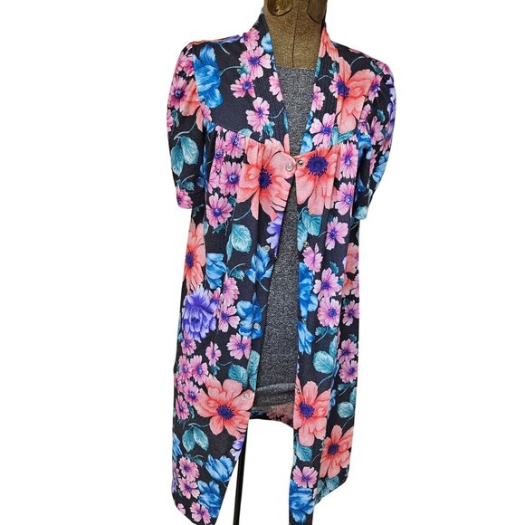 Vintage Lorraine Floral Button Down House Dress S Polyester Short Sleeve USA - Picture 10 of 10